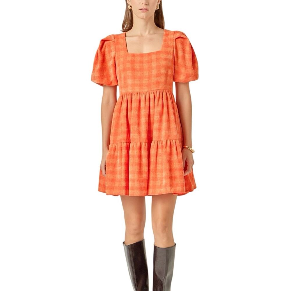 English Factory Shimmer Tweed Babydoll Mini Dress - XS